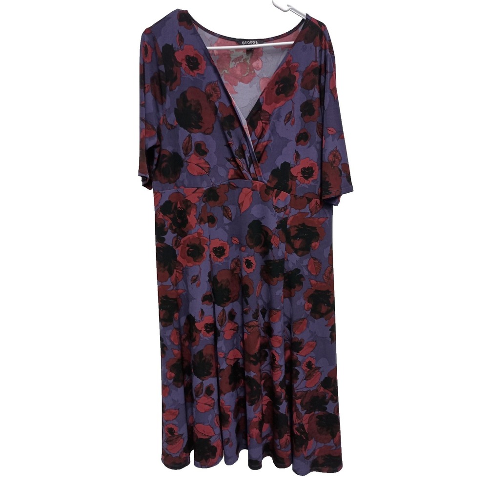 Floral Wrap Midi Dress in Purple and Red